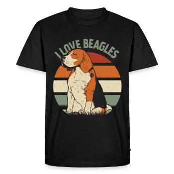 I Love Beagles Lover Beagle Puppy Dog - Men's Premium Organic T-Shirt - black - Front - Nico (187cm)
