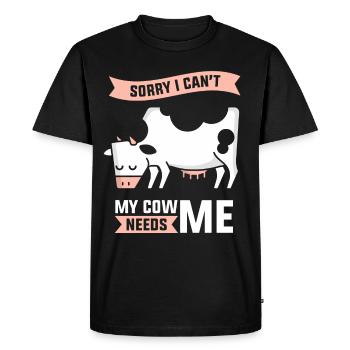 Ma vache n’a-t-elle pas besoin de moi Vache laitière Vaches - T-shirt Premium bio Homme - noir - Devant - Nico (187cm)