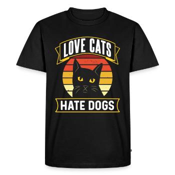 Love Cats Hate Dogs Cat Lovers Pet - Men's Premium Organic T-Shirt - black - Front - Nico (187cm)
