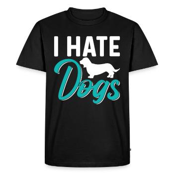 I Hate Dog Lovers Cat Cats Pet - Men's Premium Organic T-Shirt - black - Front - Nico (187cm)