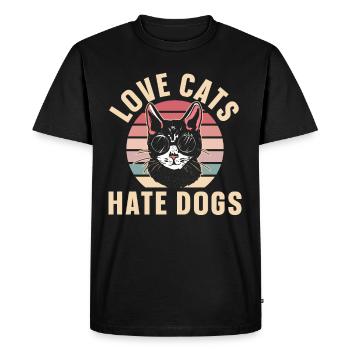Love Cats Hate Dogs Lovers Cat Pet - Men's Premium Organic T-Shirt - black - Front - Nico (187cm)