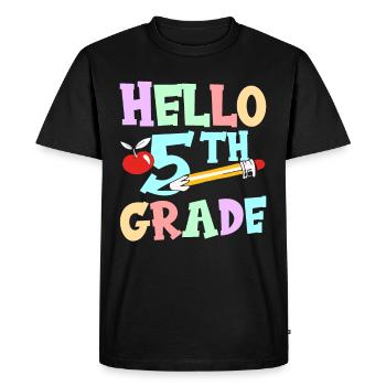 Bonjour 5e année cinquième année 5 cinquième année - T-shirt Premium bio Homme - noir - Devant - Nico (187cm)