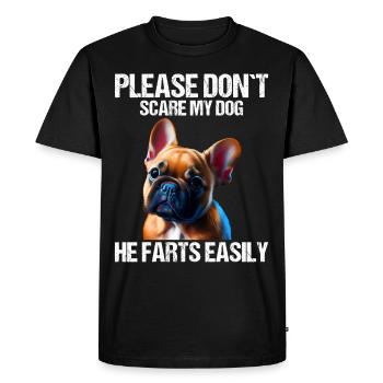 Please don't scare my dog French Bulldog - Men's Premium Organic T-Shirt - black - Front - Nico (187cm)