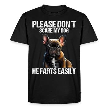 Please don't scare my dog French Bulldog - Men's Premium Organic T-Shirt - black - Front - Nico (187cm)