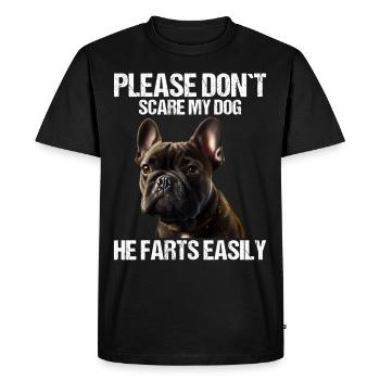 Please don't scare my dog French Bulldog - Men's Premium Organic T-Shirt - black - Front - Nico (187cm)