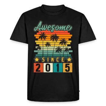 2015 Anniversaire Né Année de naissance millésime - T-shirt Premium bio Homme - noir - Devant - Nico (187cm)