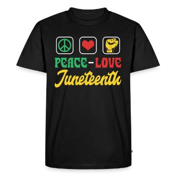 Peace Love Juneteenth African American Black - Men's Premium Organic T-Shirt - black - Front - Nico (187cm)