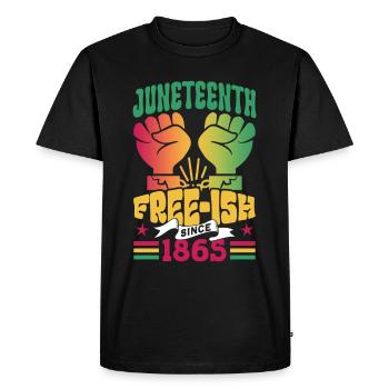 Juneteenth Free Ish depuis 1865 Afrika Black - T-shirt Premium bio Homme - noir - Devant - Nico (187cm)