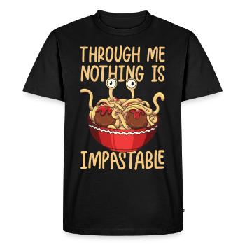 Flying Spaghetti Monster Pastafarian - Men's Premium Organic T-Shirt - black - Front - Nico (187cm)