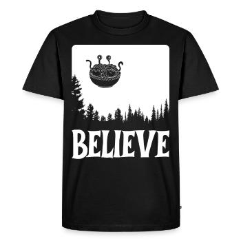 Spaghetti volant Monster FSM Pastafari Pastafar - T-shirt Premium bio Homme - noir - Devant - Nico (187cm)