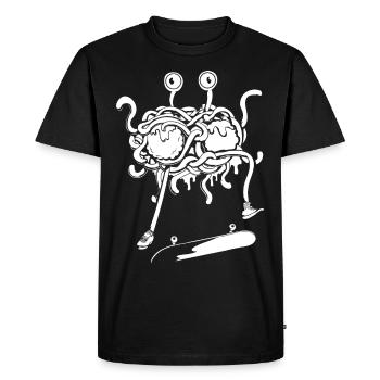Skateboard Flying Spaghetti Monster - T-shirt Premium bio Homme - noir - Devant - Nico (187cm)