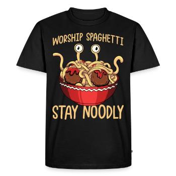 The Flying Spaghetti Monster - Men's Premium Organic T-Shirt - black - Front - Nico (187cm)