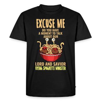 Spaghetti volant Monster FSM Pastafari Pastafar - T-shirt Premium bio Homme - noir - Devant - Nico (187cm)