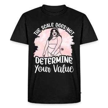 La balance ne détermine pas votre valeur bodyshaming - T-shirt Premium bio Homme - noir - Devant - Nico (187cm)