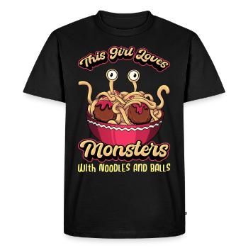 Fliegendes Spaghettimonster FSM Pastafari Pastafar - Männer Premium Bio T-Shirt - Schwarz - Vorne - Nico (187cm)