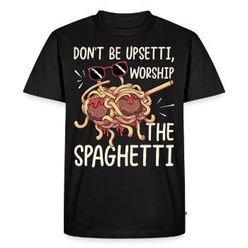 Dabbing Flying Spaghetti Monsters Pastafarian - T-shirt Premium bio Homme - noir - Devant - Nico (187cm)