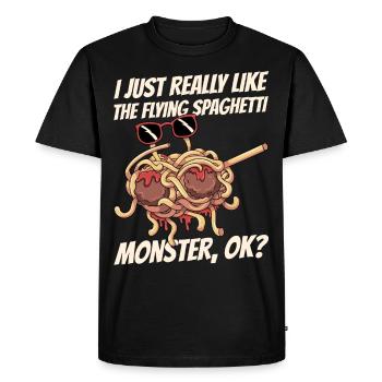 Dabbing Flying Spaghetti Monsters Pastafarian - T-shirt Premium bio Homme - noir - Devant - Nico (187cm)