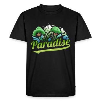Logo Paradise With Trees And Mountains For Earth - Men's Premium Organic T-Shirt - black - Front - Nico (187cm)