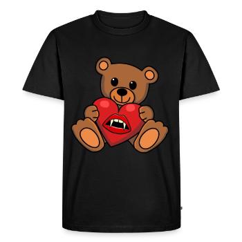 Teddy Heart Vampire Horreur Halloween Suceur de sang - T-shirt Premium bio Homme - noir - Devant - Nico (187cm)