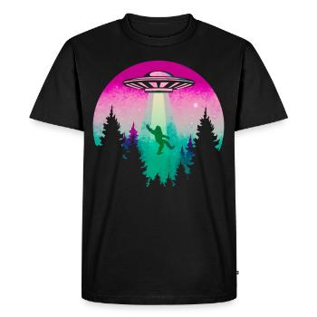 Cryptidcore Esthétique Sasquatch Bigfoot OVNI - T-shirt Premium bio Homme - noir - Devant - Nico (187cm)