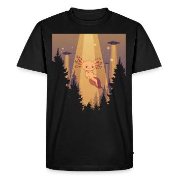 Cryptidcore Esthétique Kawaii Axolotl OVNI - T-shirt Premium bio Homme - noir - Devant - Nico (187cm)