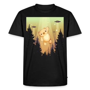 Cryptidcore Esthétique Kawaii Ours OVNI - T-shirt Premium bio Homme - noir - Devant - Nico (187cm)