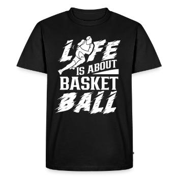 La vie tourne autour des joueurs de l’équipe de basketball - T-shirt Premium bio Homme - noir - Devant - Nico (187cm)