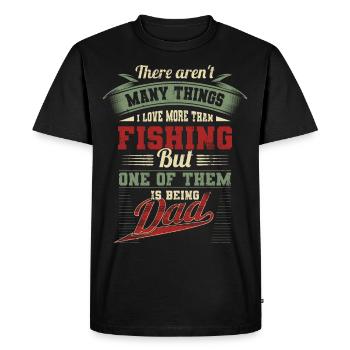 Fête des pères Pêche Pêche Papa Cadeau d’anniversaire - T-shirt Premium bio Homme - noir - Devant - Nico (187cm)