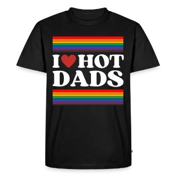I Love Hot Dads Shirt Funny Love Dads T-Shirt - Men's Premium Organic T-Shirt - black - Front - Nico (187cm)