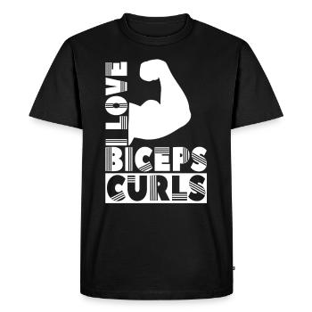 J’aime biceps boucles dictons biceps muscles - T-shirt Premium bio Homme - noir - Devant - Nico (187cm)