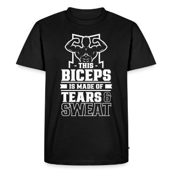 Ces biceps sont faits de larmes et de sueur - T-shirt Premium bio Homme - noir - Devant - Nico (187cm)