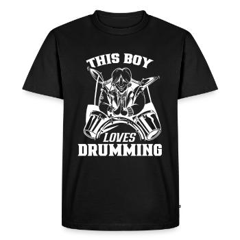 This Boy Loves Drumming Drum Drums - Men's Premium Organic T-Shirt - black - Front - Nico (187cm)