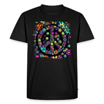 Hippie Festival Love Vintage Peace Sign - Men's Premium Organic T-Shirt - black - Front - Nico (187cm)
