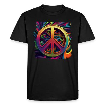 Hippie Festival Love Vintage Peace Sign - Men's Premium Organic T-Shirt - black - Front - Nico (187cm)