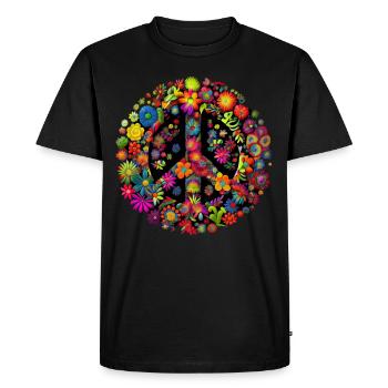 Hippie Festival Love Vintage Peace Sign - Men's Premium Organic T-Shirt - black - Front - Nico (187cm)
