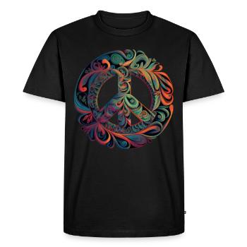 Hippie Festival Love Vintage Peace Sign - Men's Premium Organic T-Shirt - black - Front - Nico (187cm)