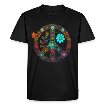 Hippie Festival Love Vintage Peace Sign - Men's Premium Organic T-Shirt - black - Front - Nico (187cm)