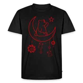 Bohême Esthétique Kawaii Ours Soleil et Lune - T-shirt Premium bio Homme - noir - Devant - Nico (187cm)
