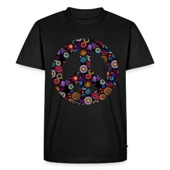 Hippie Festival Love Vintage Peace Sign - Men's Premium Organic T-Shirt - black - Front - Nico (187cm)