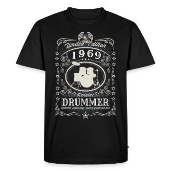 Vintage 1969 Drummer Birthday Gift Hobby - Men's Premium Organic T-Shirt - black - Front - Nico (187cm)