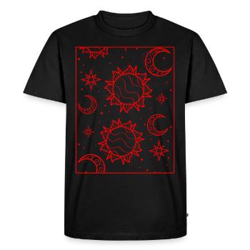 Bohemian Aesthetic Sun and Moon Pattern - Men's Premium Organic T-Shirt - black - Front - Nico (187cm)