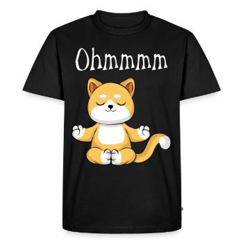 Drôle de chat de yoga Ohmmmm - T-shirt Premium bio Homme - noir - Devant - Nico (187cm)