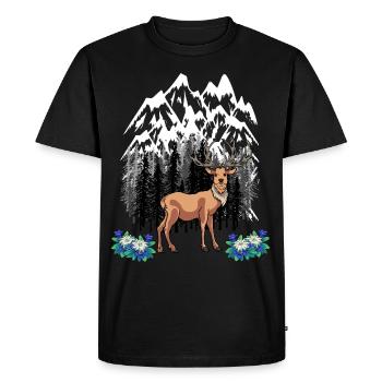 Animaux de la forêt Red Deer Alpes Gentiane Amoureux de la nature - T-shirt Premium bio Homme - noir - Devant - Nico (187cm)