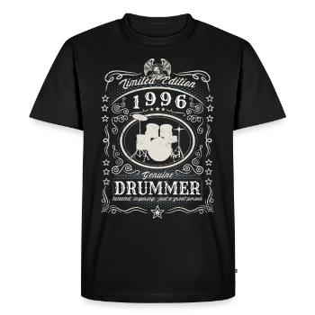 Vintage 1996 Drummer Birthday Gift Hobby - Men's Premium Organic T-Shirt - black - Front - Nico (187cm)
