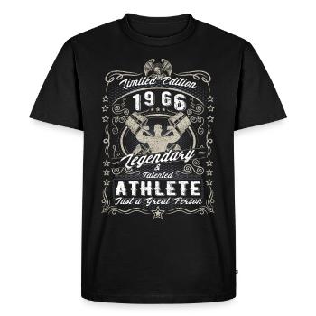 Vintage 1966 Fitness Birthday Gift Hobby - Men's Premium Organic T-Shirt - black - Front - Nico (187cm)