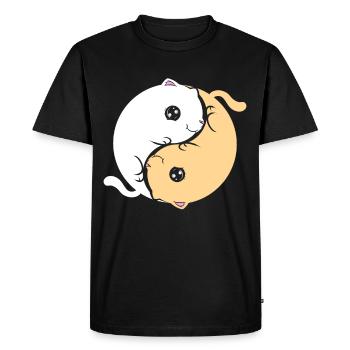 Chats Yin et Yang sur le ronronnement - T-shirt Premium bio Homme - noir - Devant - Nico (187cm)