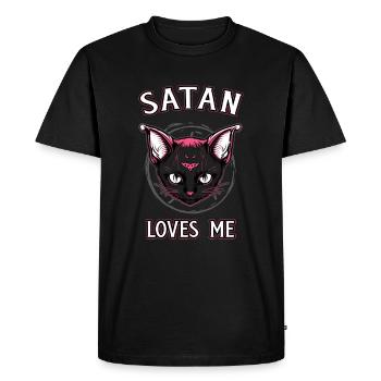 Satan m’aime Chaton satanique Goth - T-shirt Premium bio Homme - noir - Devant - Nico (187cm)