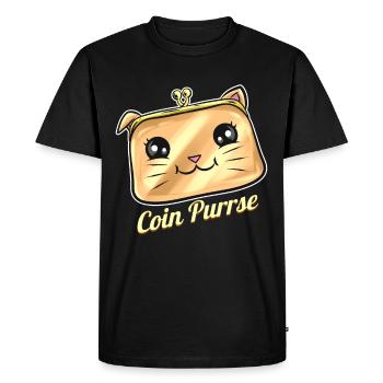 Cat Wallet Coin Purrse On Purrsday - Men's Premium Organic T-Shirt - black - Front - Nico (187cm)