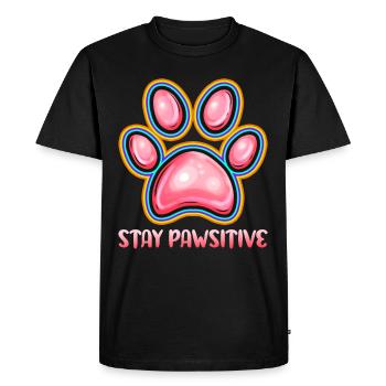 Restez positif pour le chien et le chat sur le ronronnement - T-shirt Premium bio Homme - noir - Devant - Nico (187cm)