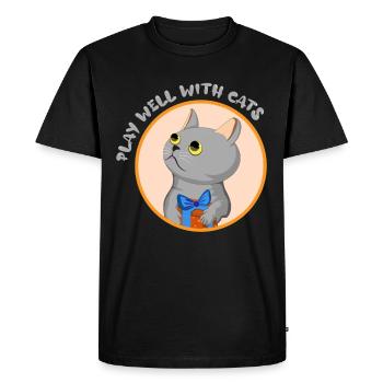 Bien jouer avec les autres Amoureux des chats Amoureux des chats - T-shirt Premium bio Homme - noir - Devant - Nico (187cm)